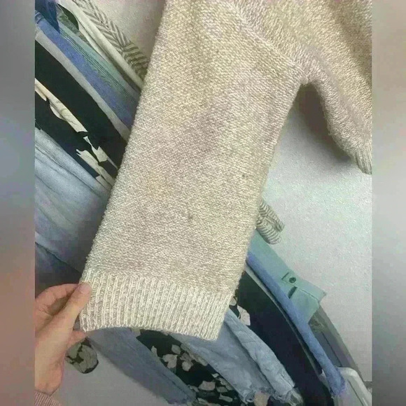 Ruby Moon Size Small Cropped Pullover Hooded Sweater Neutral Brown Knit Boxy - Picture 2 of 8